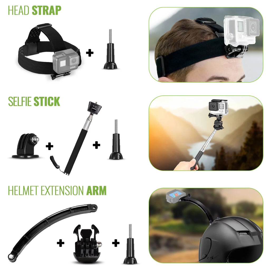 DiGiNerds - 50-in-1 Action Camera Accessory Kit, matching for GoPro, Fusion, Insta360, DJI, AKASO
