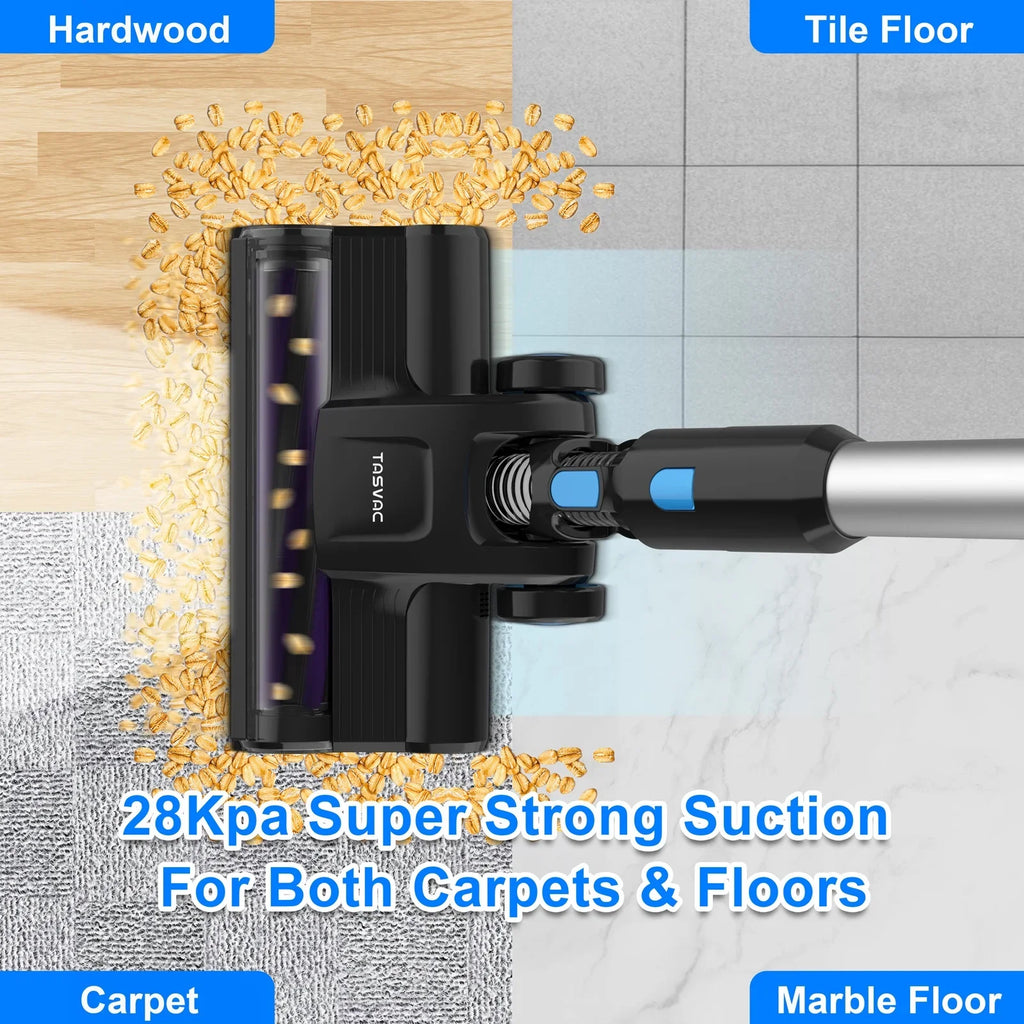 TASVAC Cordless Vacuum Cleaner 28kPa 6-in-1 Lightweight Stick Vacuum Cleaner Up to 50mins Runtime for Carpet Floor Pet Hair