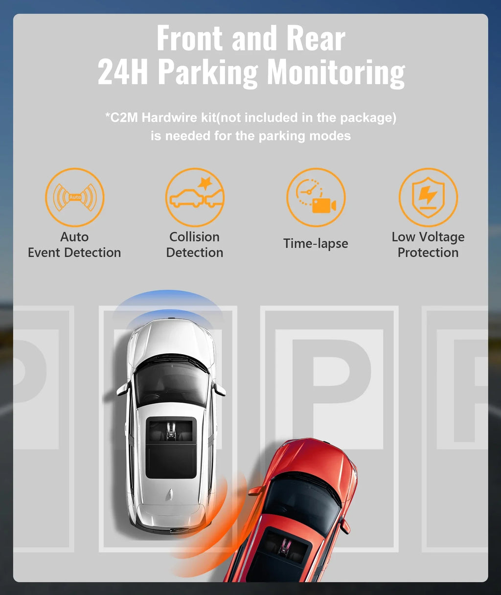 MINIEYE C2M 4K Dash Cam Front and Rear, Dual Dash Camera for Cars 4K+1080P -  AI Collision Avoidance Device, 2.4'' LCD, Built-in 5G WiFi GPS, ADAS, Loop Recording, Super Night Vision, APP OTA Update