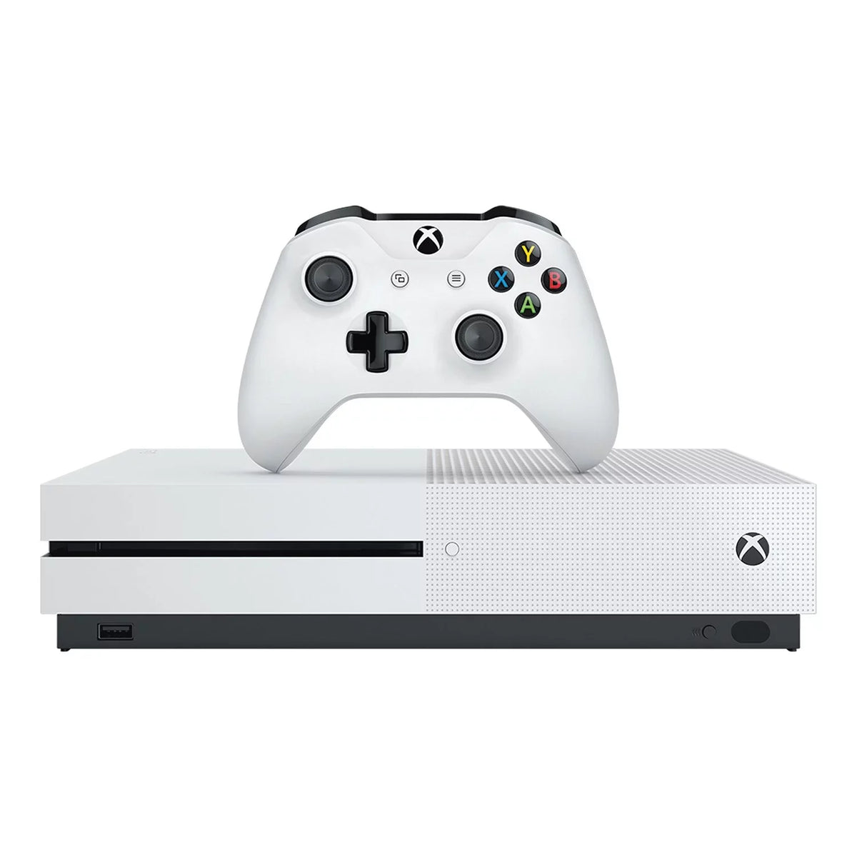 Pre-Owned  Xbox One S 500GB White Gaming Console + Gaming Earbuds With Microphone BOLT AXTION Bundle