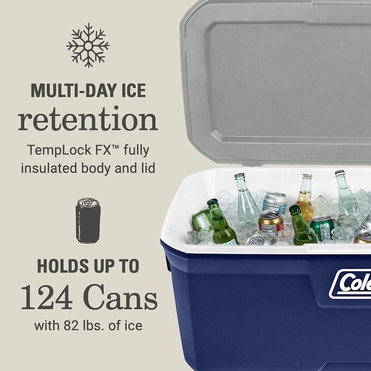 YANPO 316 Series Insulated Portable Cooler with Heavy Duty Handles, Leak-Proof Outdoor Hard Cooler Keeps Ice for up to 5 Days, outstanding for Beach, Camping, Tailgating, Sports, & More