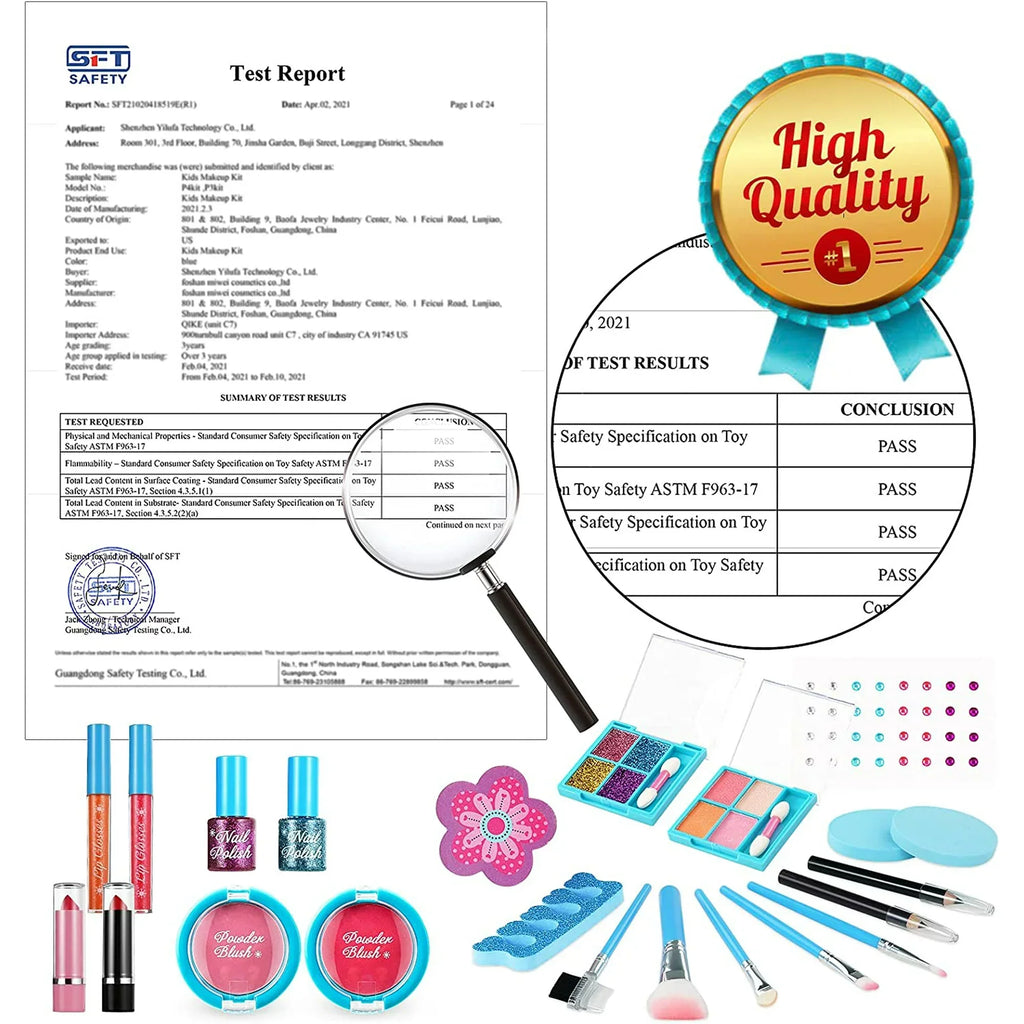 Kids Makeup Kit for Girl, Washable Makeup Set for Girls, Real Makeup for Kids, Girl Toys Princess Children Play Makeup Kit with Cosmetic Case Birthday for 3 4 5 6 7 8 9 10 11 12 Years Old Girls