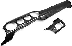 Cobra-Tek Real Dry Carbon Fiber Dashboard suitable with Mustang S550 2015-2022 2 pieces Center Dash Trim (4 holes) - Gloss Black