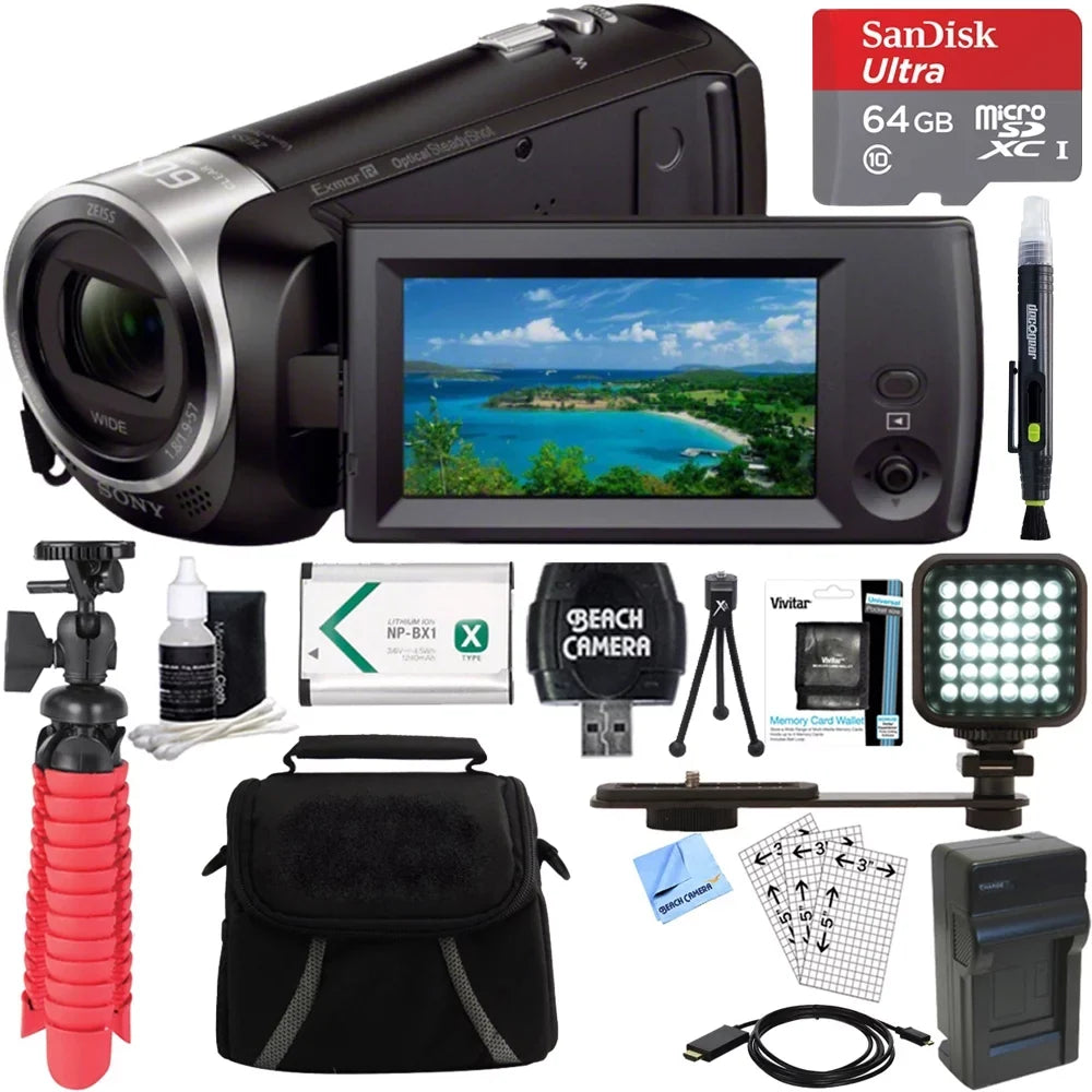 HDR-CX405/B Full HD 60p Camcorder + 64GB Ultra MicroSDXC UHS-I Memory Card + NP-BX1 Battery Pack + Accessory Bundle