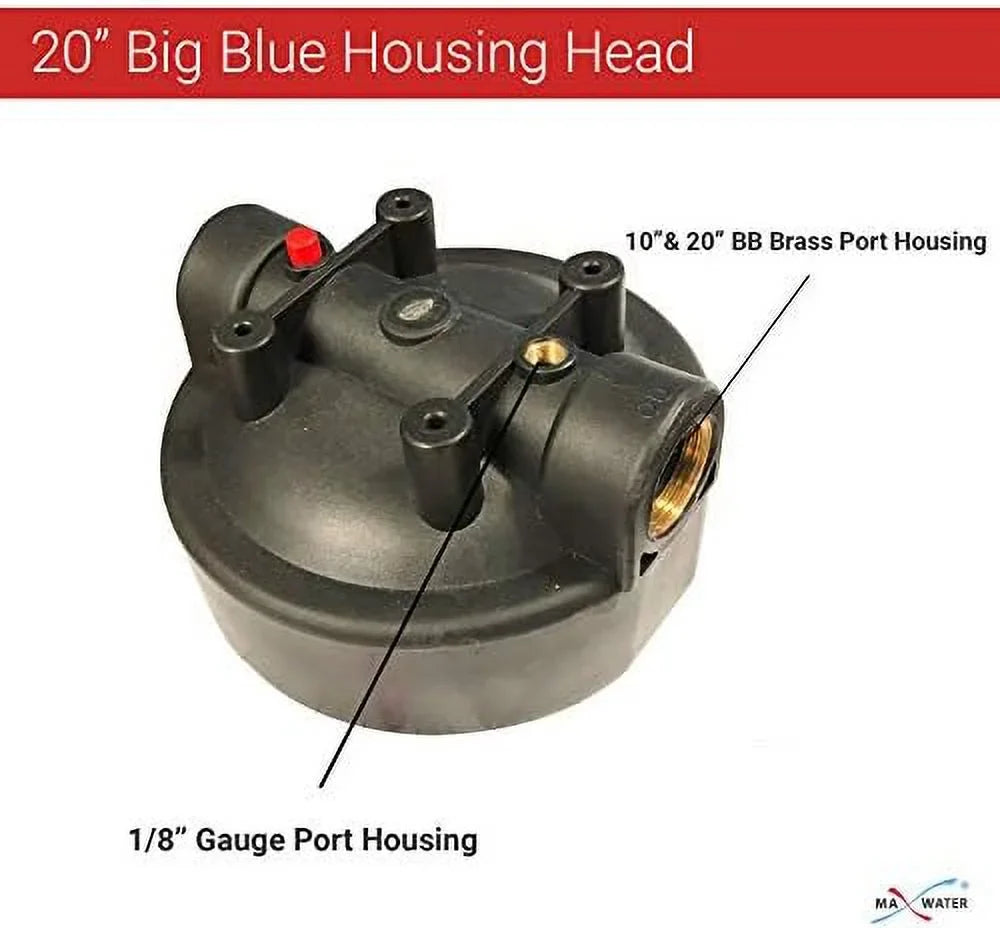 2 Pack 10" BB Clear Whole House  System Filter Housing 1" NPT Brass Ports W/Pressure Release, 2 Pressure Gauges, Wrench  2 Brackets