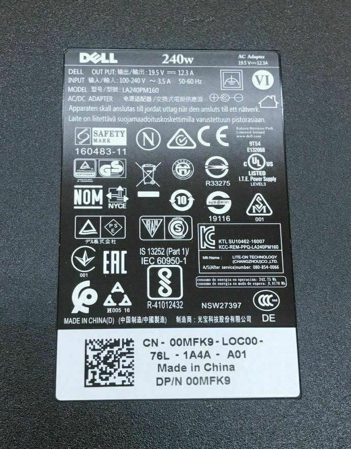 Lot of 10 Genuine  240W 19.5V 12.3A Laptop Power Charger GA240PE1-00 FWCRC