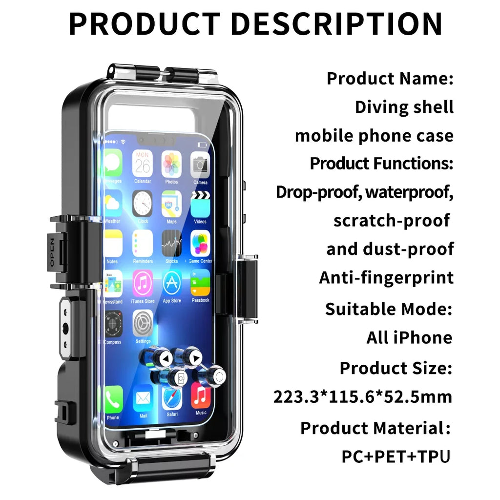 GREHOME Waterproof Underwater Diving Universal Case protector For iPhone 13 12 Pro Max [98ft / 30m] full body protection
