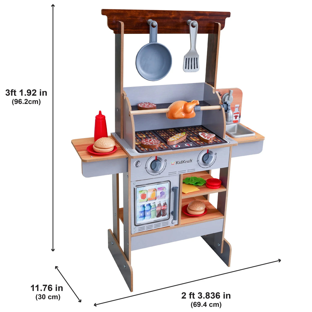 KidKraft Spin & Reveal Wooden Grill & Play Kitchen with moisture-Reveal Food & 21 Accessories