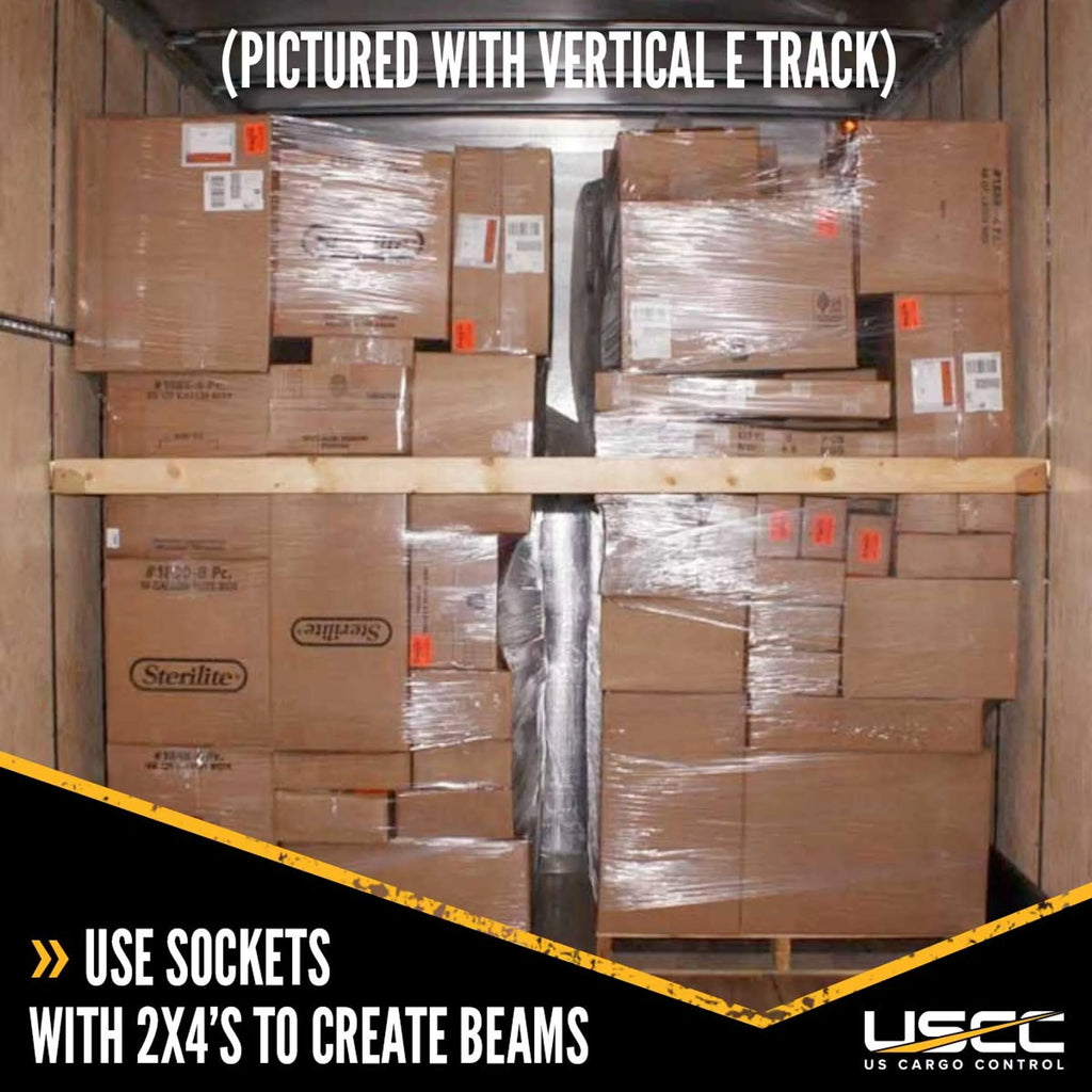 US Cargo Control Enclosed Utility Trailer Shelving Kit, Convenient E Track Kit, Includes E Track Rails and Wood End Sockets, Easily Secure Cargo In Your Utility Trailer