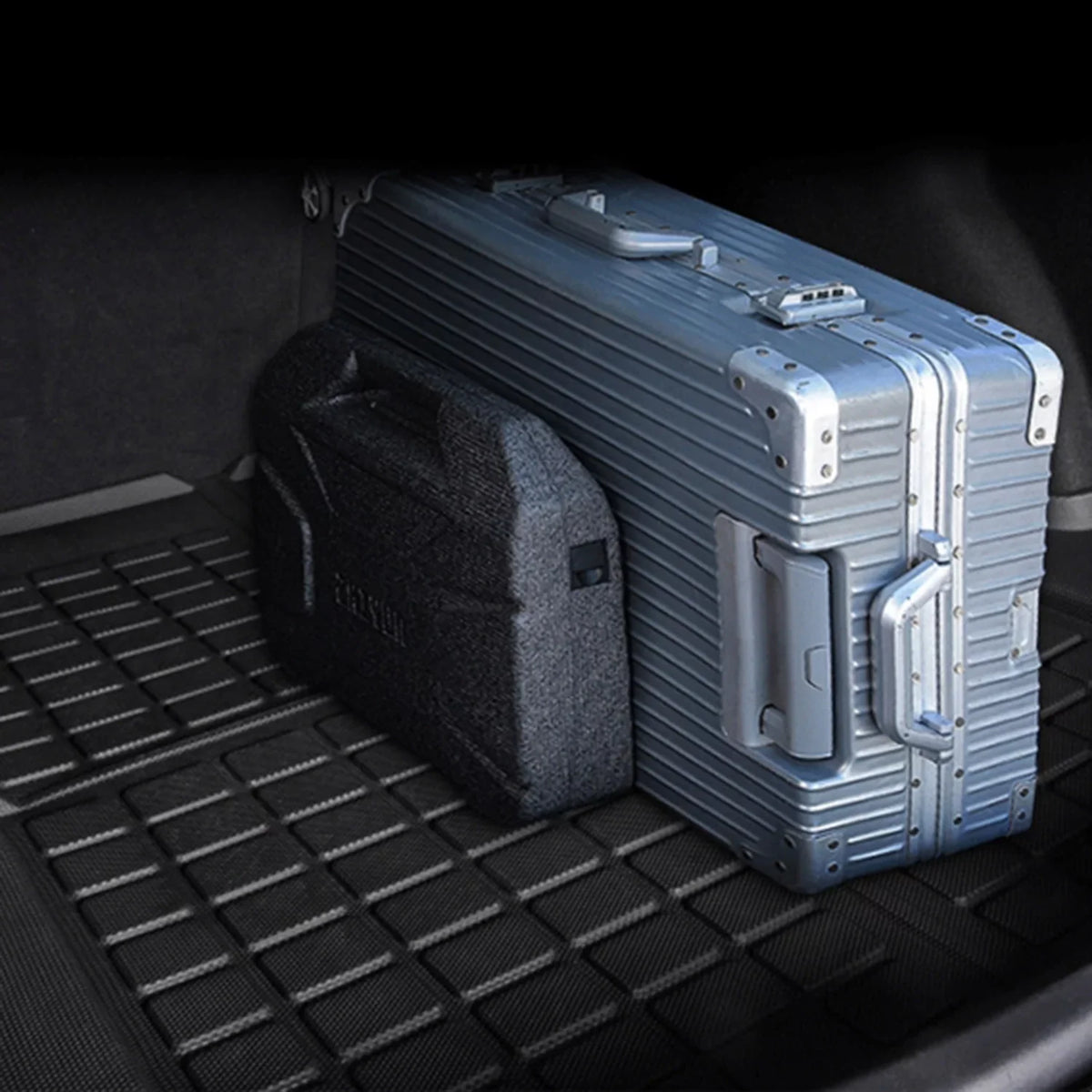 KIKIMO Tesla Model Y Storage Mat and Cargo Liners, Tesla Model Y Accessories, All elements Trunk Mat, Waterproof Rear Cargo Mat Custom Fit for Tesla, Heavy Duty Floor Mats