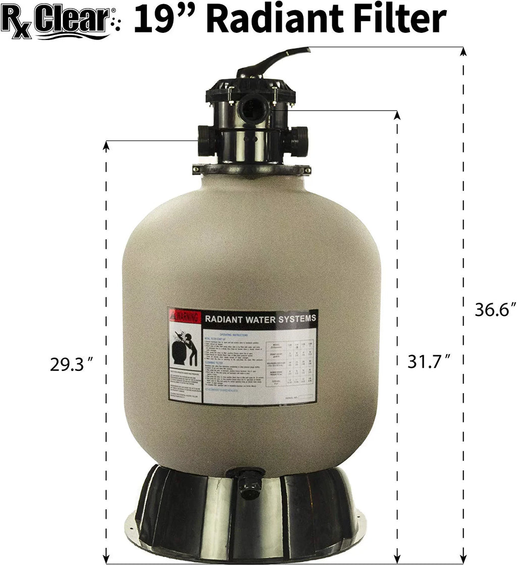 Rx Clear Radiant 19" Above-Ground Pool Sand Filter with 1  Extreme Force Pump