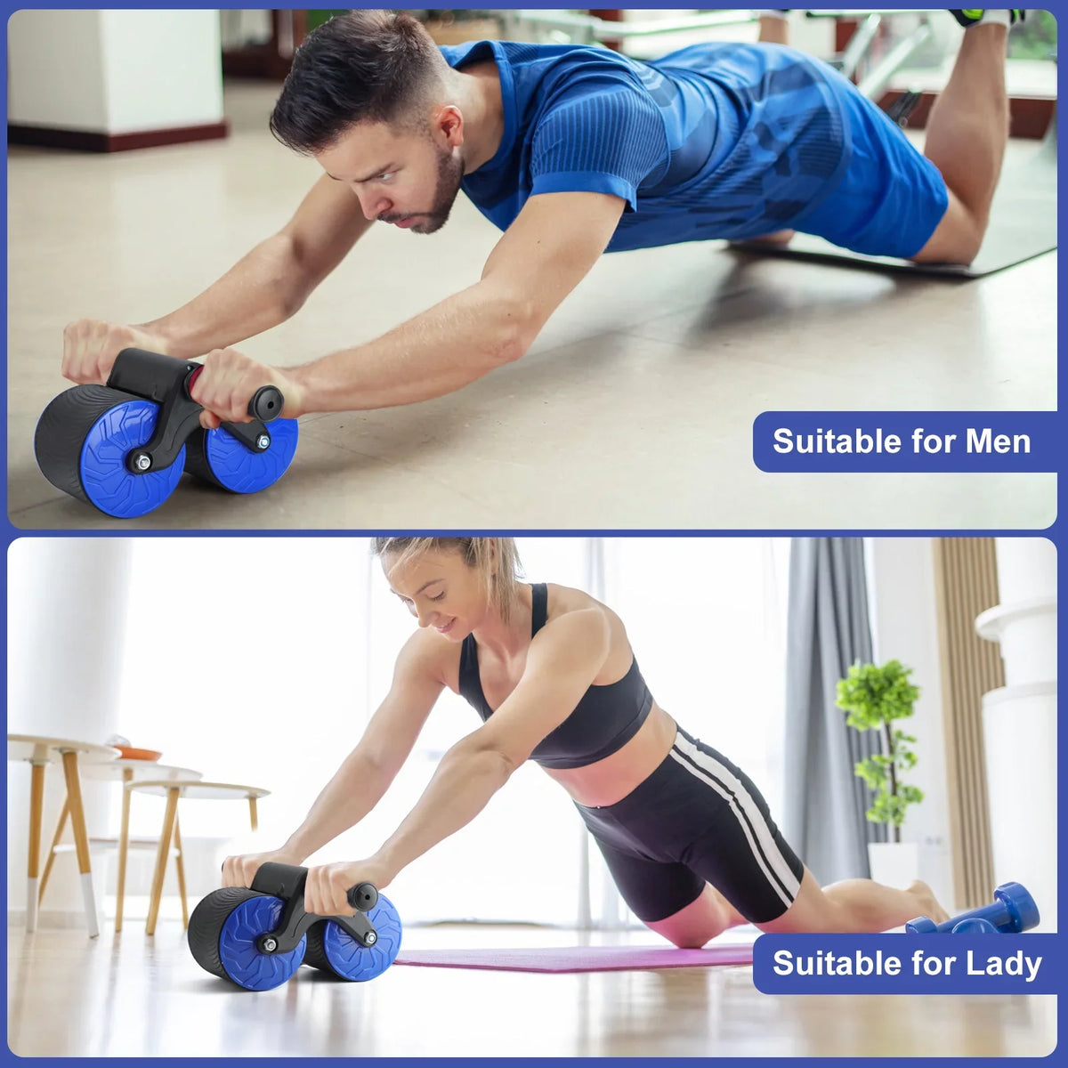 Abdominal Wheel for Abs Workout Training Muscle Strength at Home Gym - Beginner to Advanced Fitness Equipment. Ab Roller Wheel, Automatic Rebound Abdominal Wheel for Core Strength Training