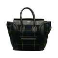 Pre-Owned Authenticated Celine Mini Tartan Luggage Tote Wool Fabric Blue Tote Bag Unisex (Good)