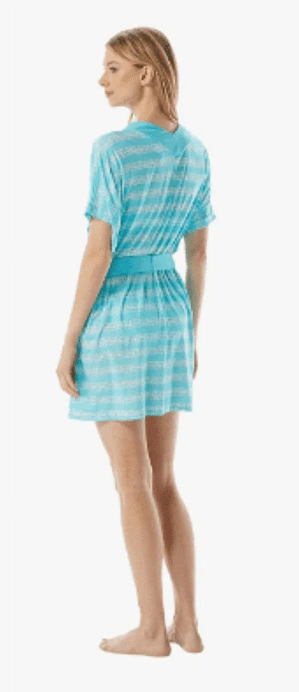Michael Kors TURQUOSIE V-Neck Belted Tunic protector-up, US Medium/Large
