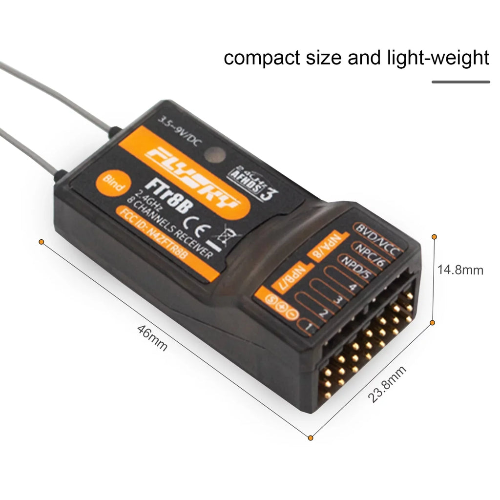OWSOO FTr8B 2.4GHz 8CH Receiver for RC Airplane Helicopter Fixed Wing Glider Engineering Vehicle Drone Dual PWMPPMi.BUSS.BUS Output suitable with AFHDS3 Transmitters RF Modules PL18 NB4