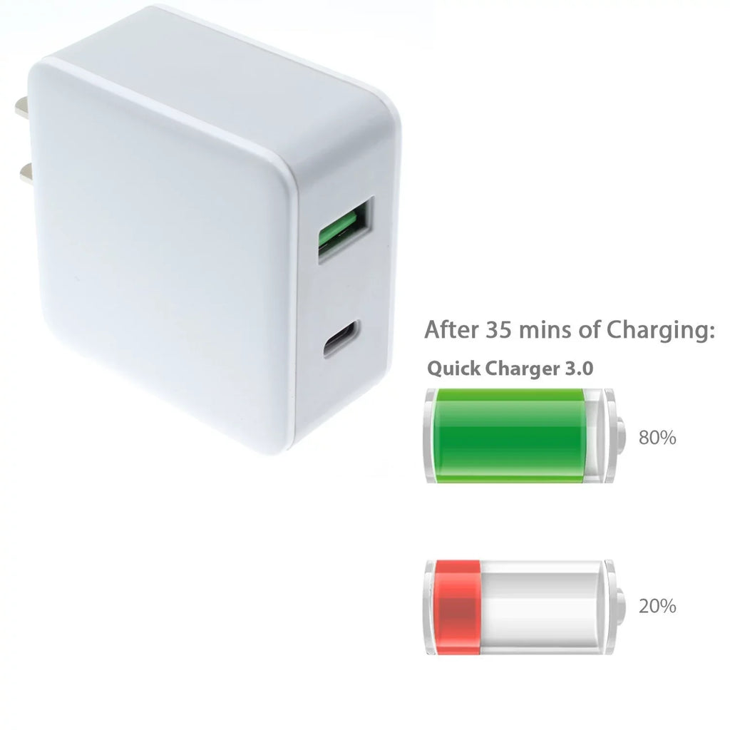 36W Quick Home Charger w MicroUSB 10ft USB Cable E7Y for Coolpad Illumina, Defiant, REVVL Plus - Doro PhoneEasy 626, Doro 824 SmartEasy - HTC One M9 A9, Desire EYE 626s 626 612 610 555 530 526