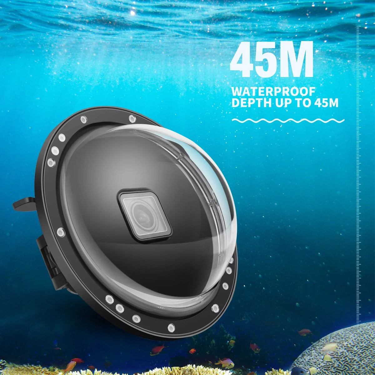 Waterproof Dome Port Case for  9 Black and  10 SHOOT XTGP559, Dual Handle, 45m Waterproof, 180° Wide Angle