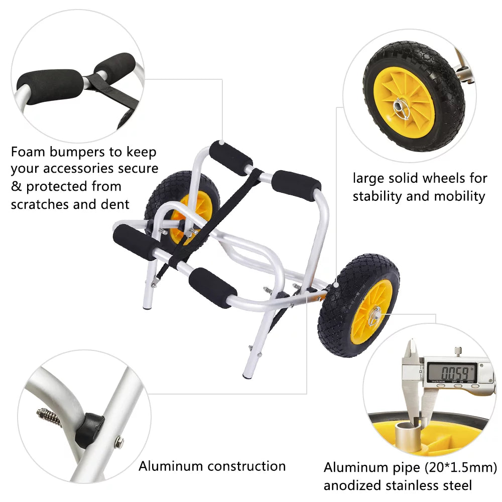 Ktaxon Aluminum Alloy Canoeing Trailer Cart Kayak Dolly ship Canoe Trolley with Wheels