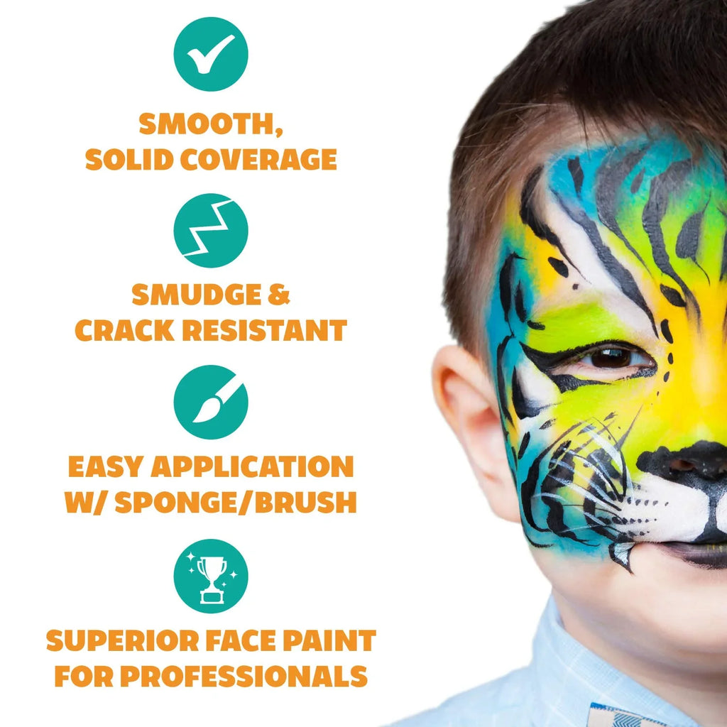 Black And White Face Paint Set, Safe Non Toxic Professional Face & Body Painting Kit For Kids Party, Adults, Cosplay, moisture Activated Paints Special Effects Makeup