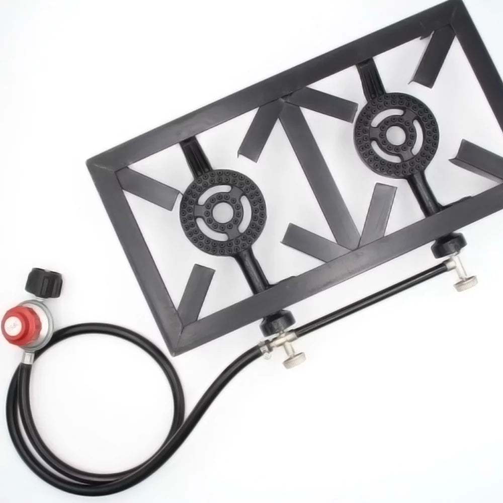Htovila Propane Gas Double Cast Iron Stove for Patio Camping BBQ Cooking (Standard),  Furnace for  Excursions
