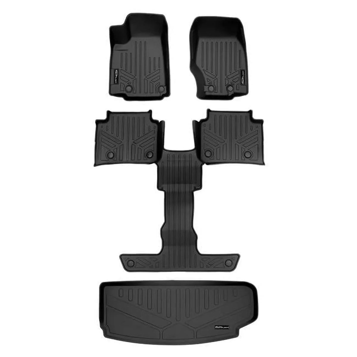 Smartliner SA0568-B0570-E0568 All elements Custom Fit Black 3 Row & Cargo Liner Behind the 3rd Row Floor Mat Liner Set for 2021-2023 Jeep Grand Cherokee L, Black