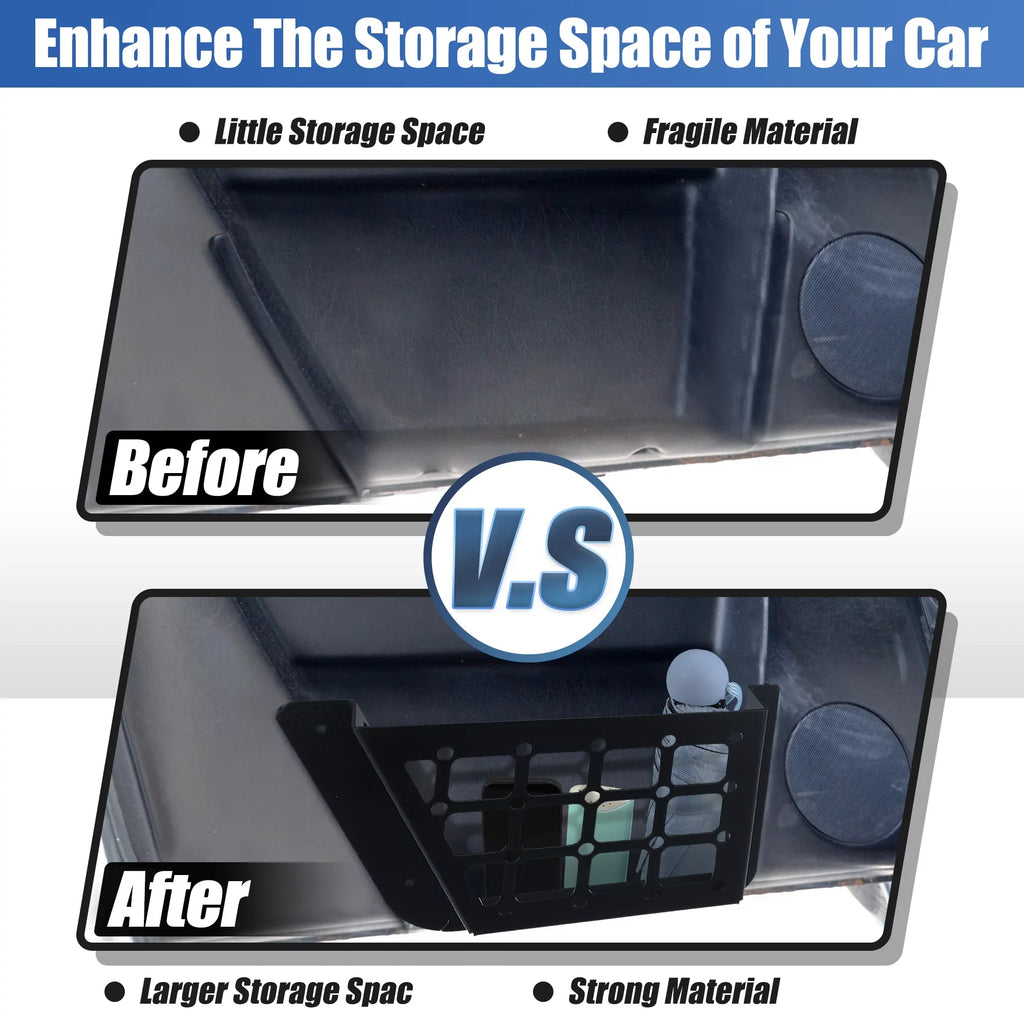 Unique Bargains 1Set Rear Door Net Pocket Storage Box Organizer Tray for  Bronco 2021 Metal Black