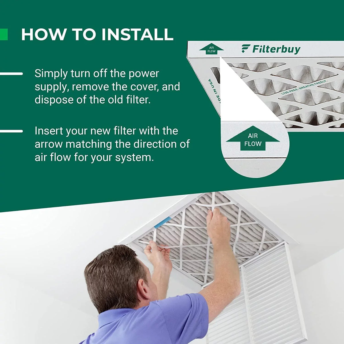 Filterbuy 16x24x1 MERV 11 Pleated HVAC AC Furnace Air Filters (5-Pack)