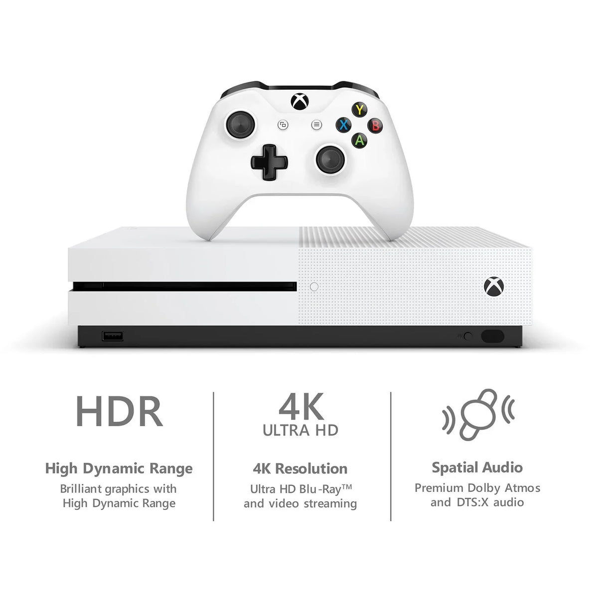 Pre-Owned  Xbox One S 500GB White Gaming Console + Gaming Earbuds With Microphone BOLT AXTION Bundle