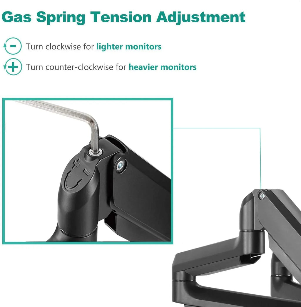Premium Triple LCD Monitor Desk Mount Fully Adjustable Gas Spring Stand for Display up to 27 inch, 15.4lbs Weight Capacity