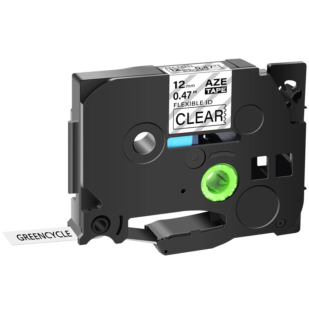 GREENCYCLE 30PK suitable for Brother P-touch 12mm x 8m Black on Clear TZ TZe TZe-FX131 TZ-FX131 TZe-131 TZ-131 Flexible ID Cable Wire Label Tape