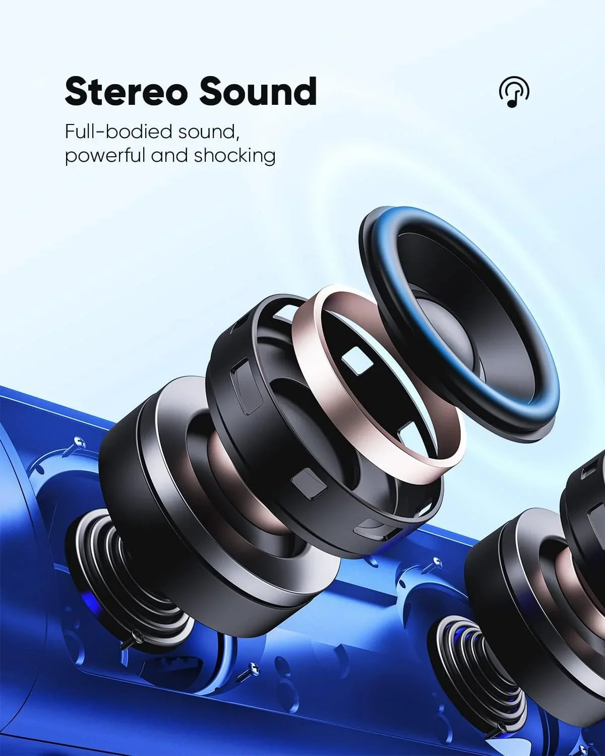 Bluetooth Portable Speakers with HD Sound, IPX5 Waterproof, Up to 24H Playtime, TWS Pairing, BT5.3,