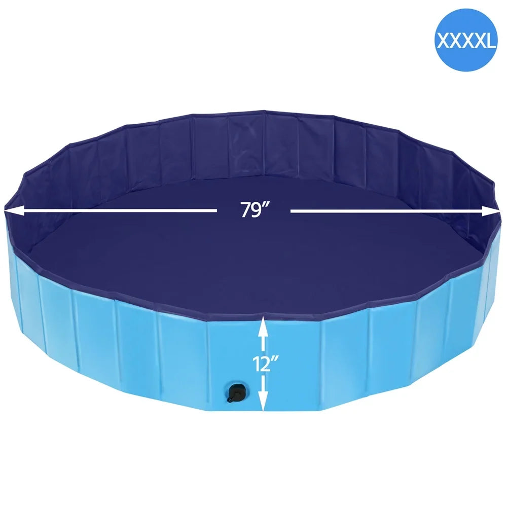 Topeakmart Foldable Dogs Swimming Pool for Indoor and Outdoor, XXXXL, Blue