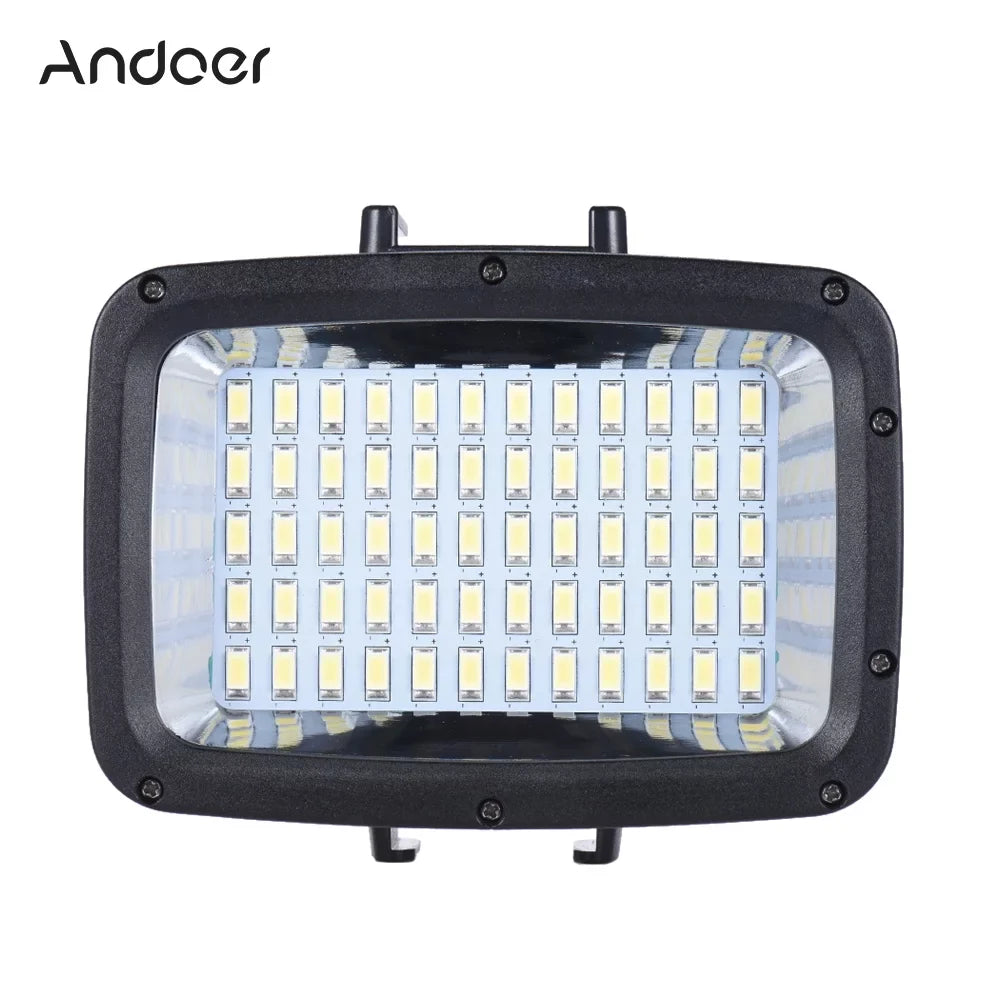 Andoer Ultra Bright 1800LM 3 Modes Waterproof Underwater 40m 5500K 60pcs  Diving Fill-in  Video Studio Photo  for GoPro Hero 10  Yi SJCAM Action Cam & for DSLR  w/ Hot Shoe Mount + 3 * Filte