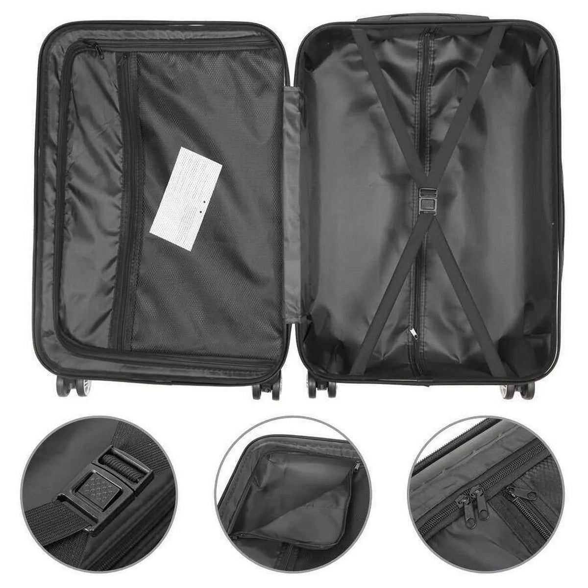 ABS Trolley Luggage Set with TSA Lock, Wine Red, 3-Piece