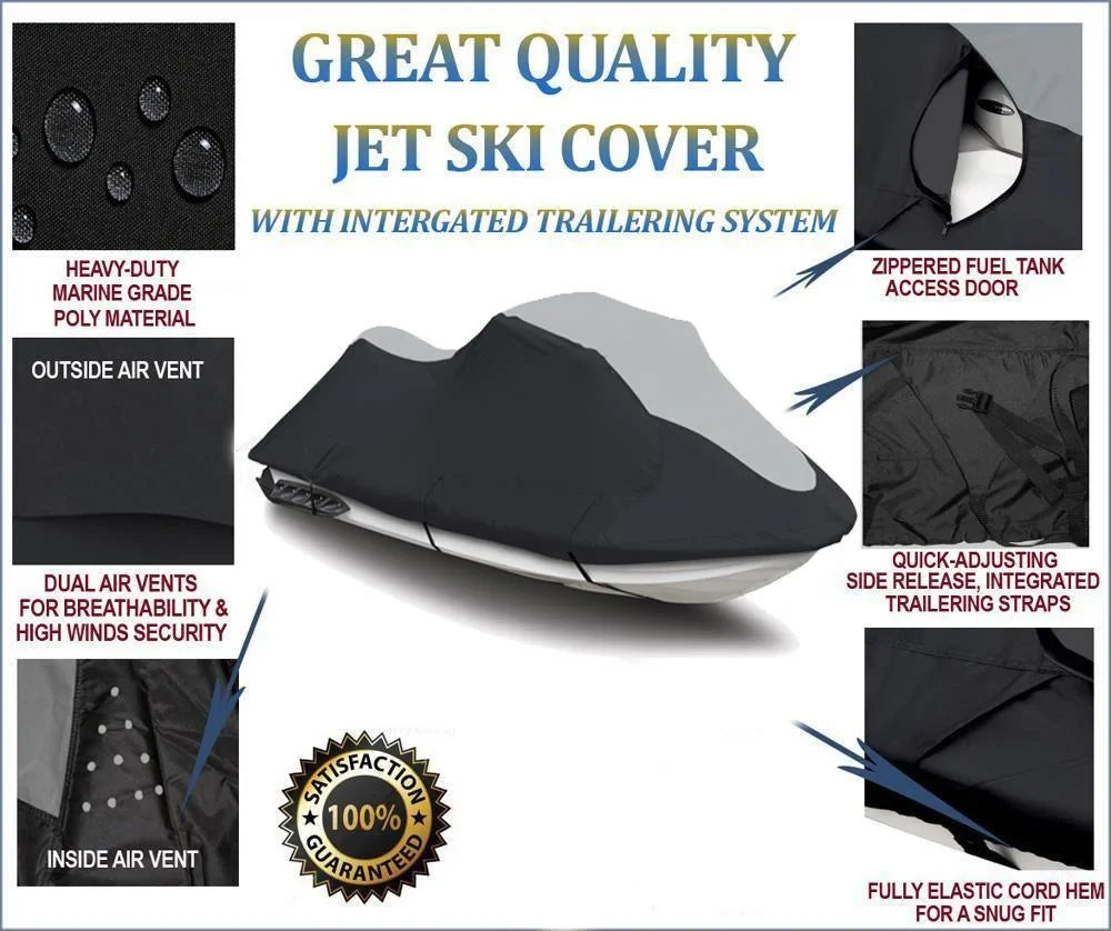 SUPER HEAVY-DUTY PWC 600D JET SKI wrap suitable for Sea Doo Sea-Doo Bombardier RXP-X 255 2009-2011 Jet Ski wrap Black/Grey