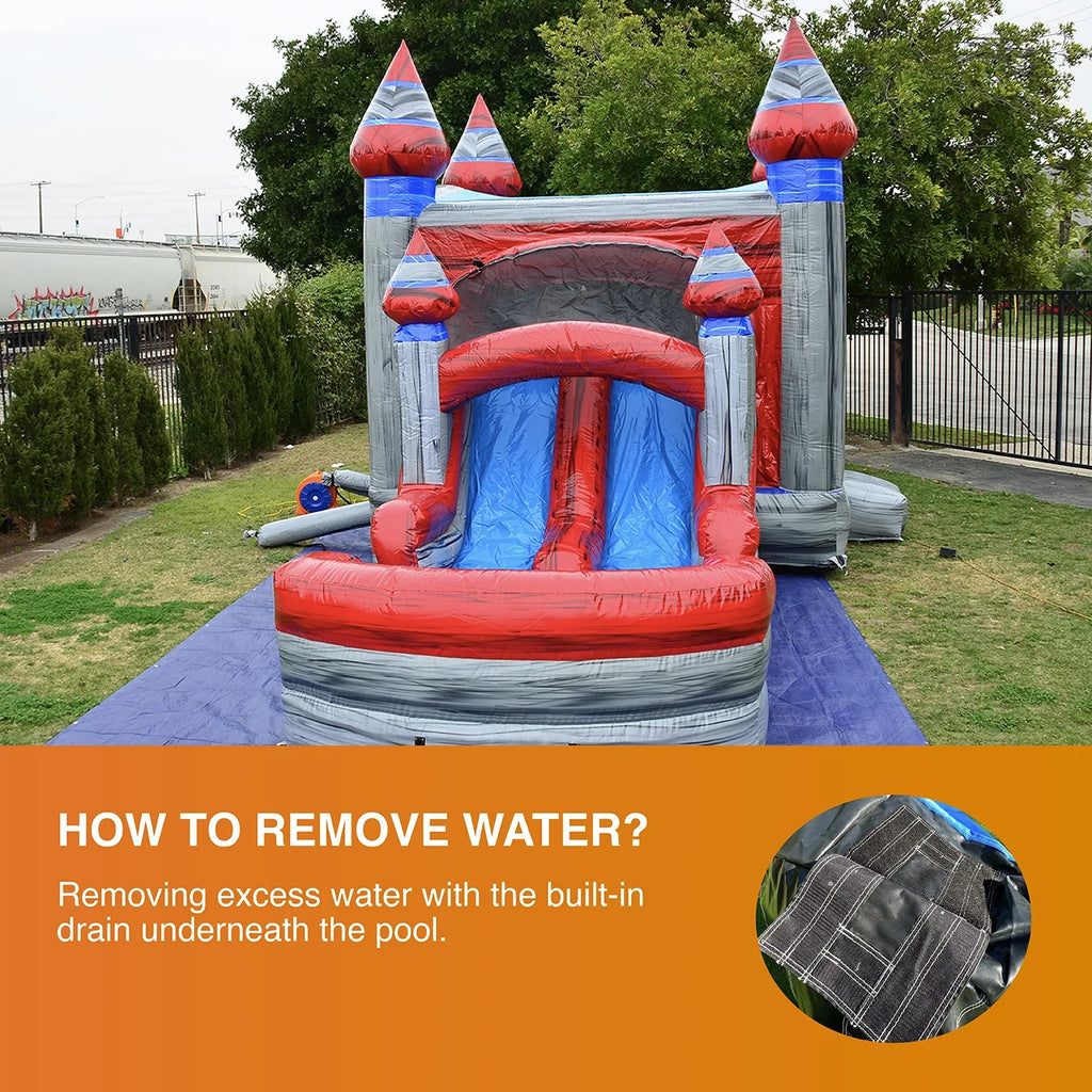 JumpOrange Commercial Grade Bounce House moisture Slide with Pool for Kids and Adults (with Blower), Castle Titanium