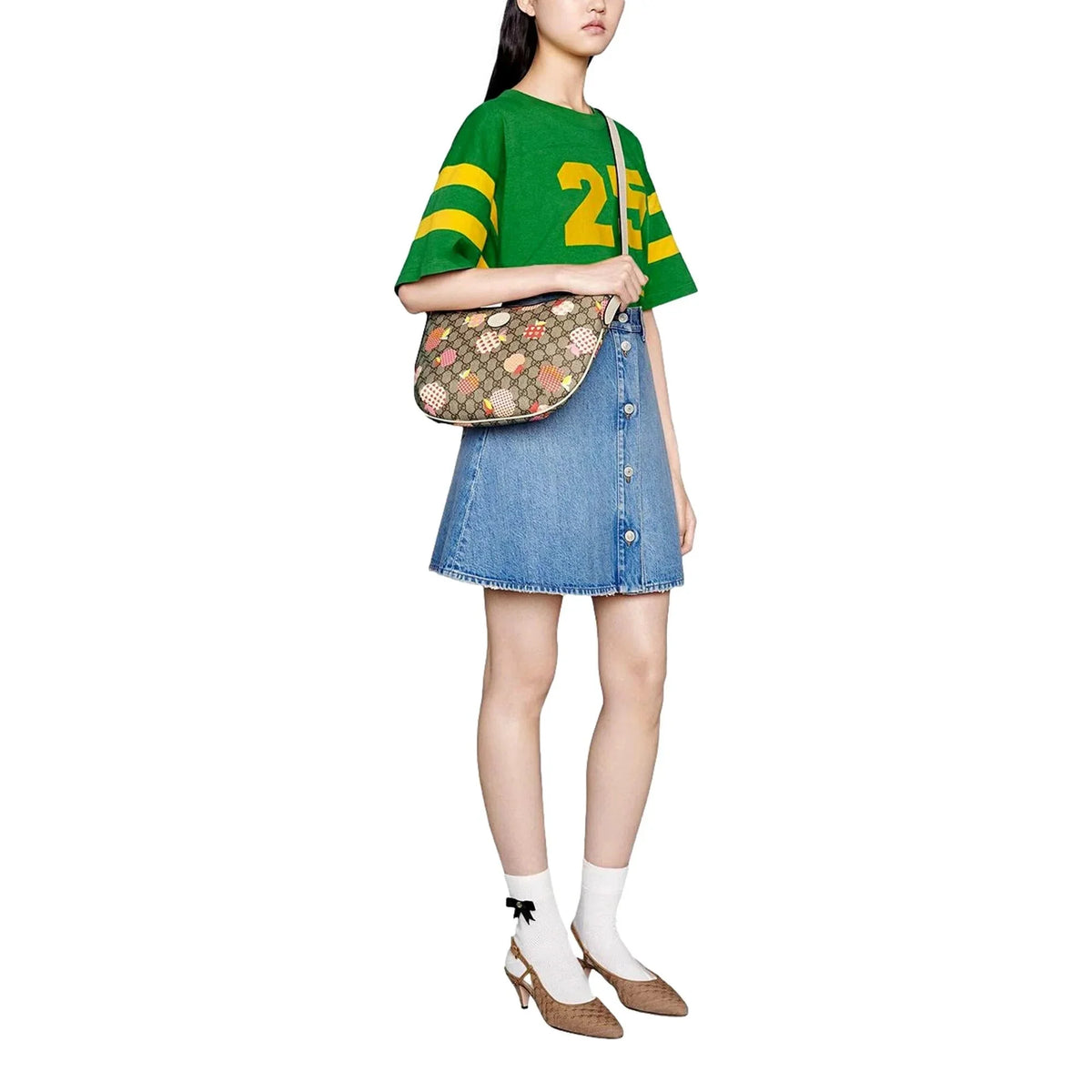 New Gucci Les Pommes GG Supreme Shoulder Bag 598125
