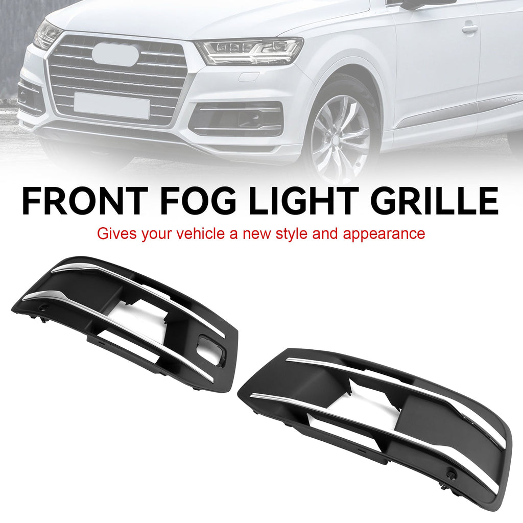Front Bumper protector Fog Light Grille Bezel Insert Grill Fit for Audi Q7 2016-2019