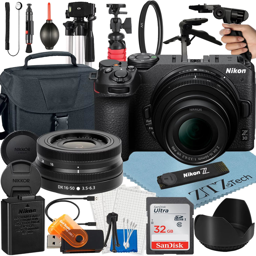 Z30 Mirrorless Camera Bundle with NIKKOR 16-50mm VR Zoom Lens + 32GB SanDisk Card + Case + Tripod + ZeeTech Accessory