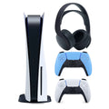 Playstation 5 Disc Version ( PS5 Disc) with Extra Starlight Blue Controller and Black PULSE 3D Headset Bundle