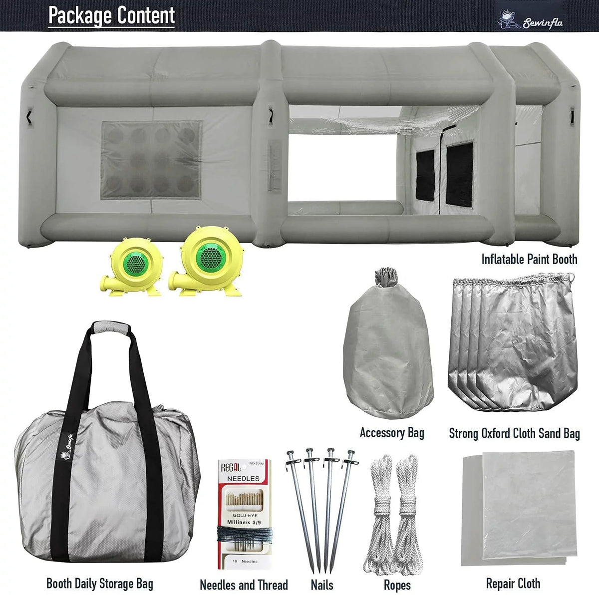 Sewinfla Inflatable Paint Booth 23x13x8.5Ft with Blowers Professional Inflatable Spray Booth Portable Car Painting Booth