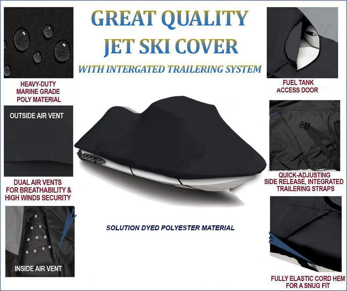 ACE 2014 2015 2017 2018 2019 2020 2021 2022 Jet Ski PWC wrap 3 Seater. BLACK TOP OF THE LINE JET SKI protector appropriate for Sea Doo Sea-Doo Spark 3up 900 H.O