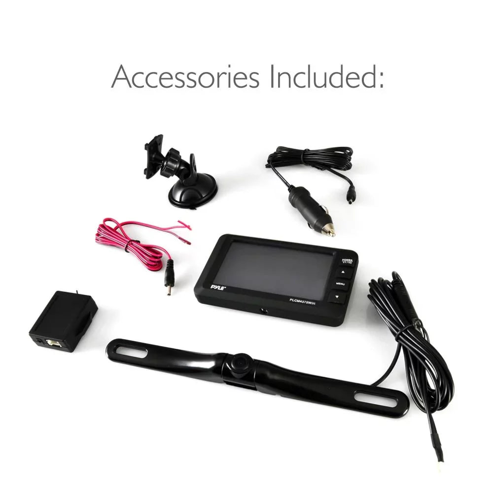PYLE PLCM4378WIR.5 - Wireless Rear View Backup Camera & Monitor Kit - Vehicle Parking/Reverse System with 4.3’’ Display Screen
