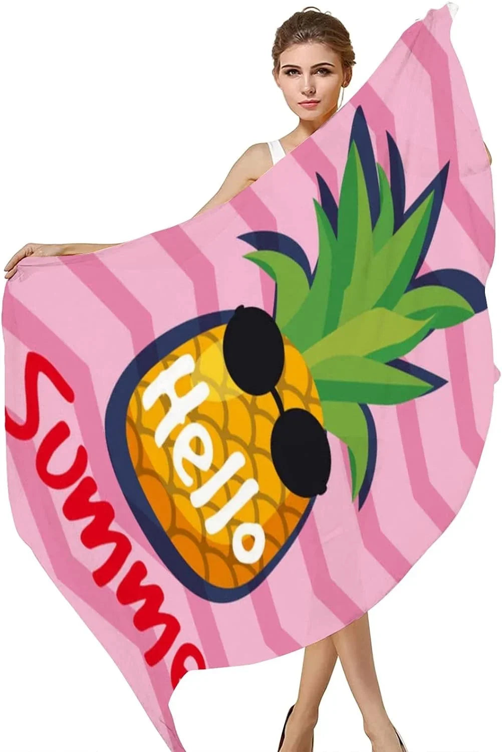 Hyjoy Beautiful Summer with Pineapple Long Silk Neck Scarf Lightweight Shawl Wrap Scarves for Women Girls