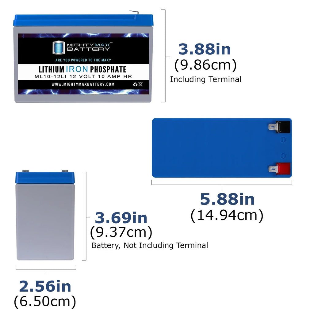 12V 10AH Lithium Replacement Battery matching with Streamlight E-Flood Box HL - 2 Pack