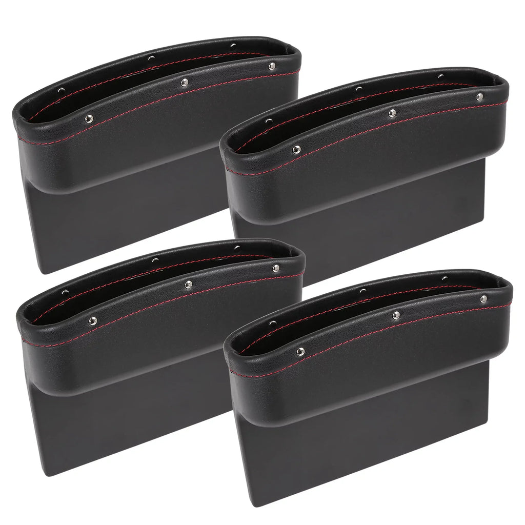 4pcs Black Red Car Seat Crevice Storage Driver Passenger Side Gap Box