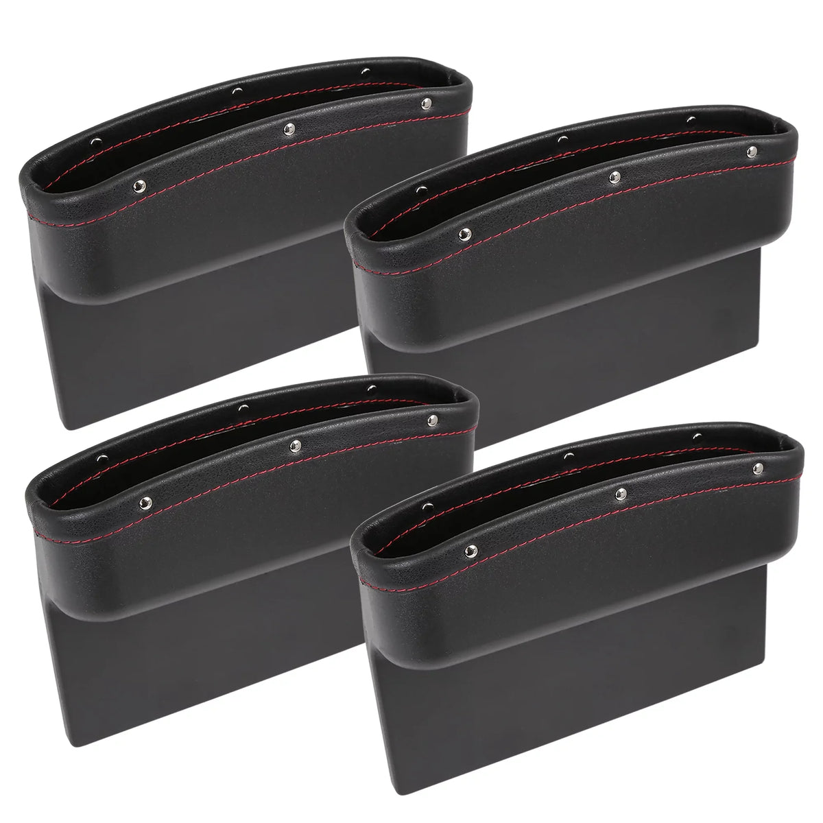 4pcs Black Red Car Seat Crevice Storage Driver Passenger Side Gap Box