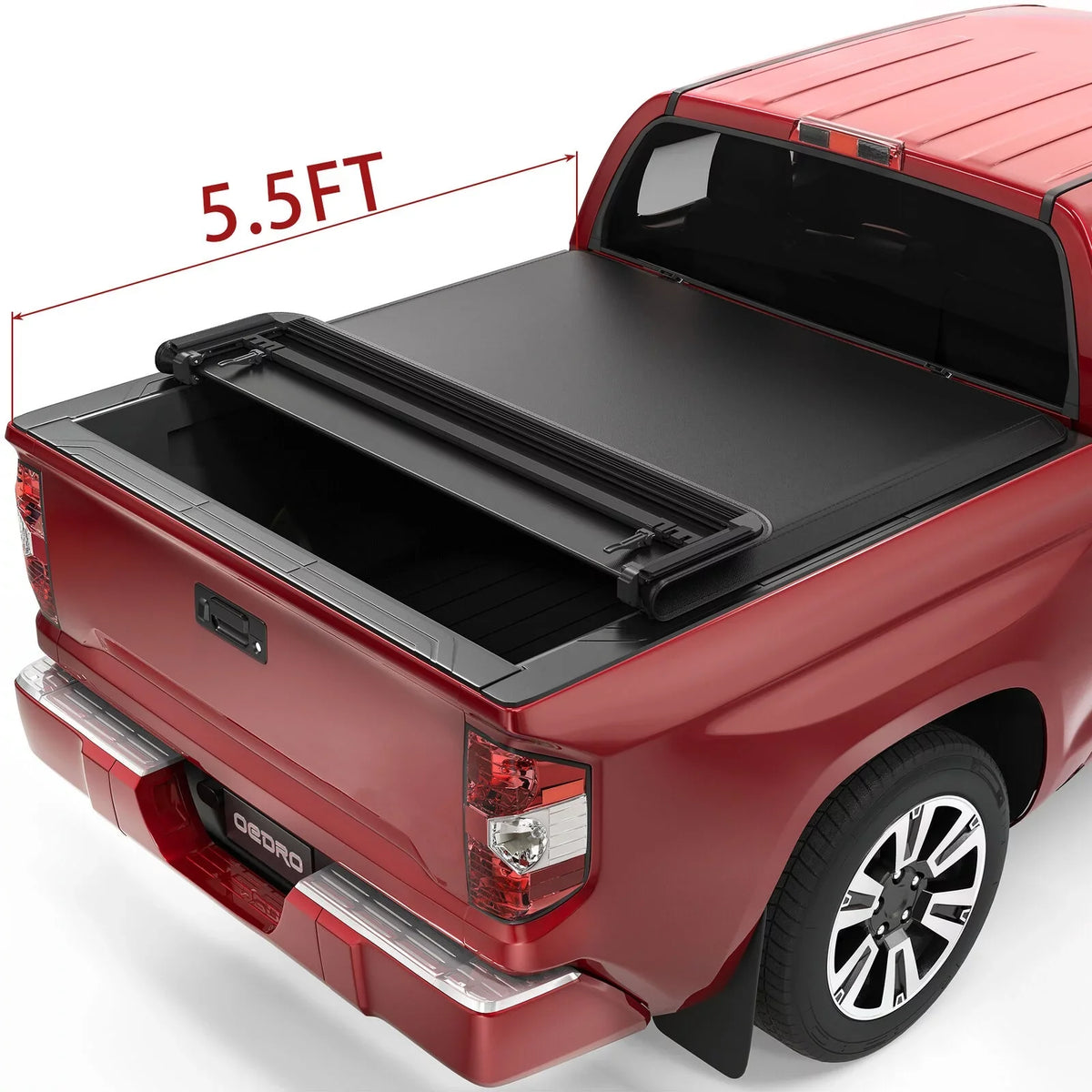 Ledkingdomus 5.5ft Soft 4 Fold Truck Bed Tonneau protector for 14-21  Tundra w/ Deck Rail System