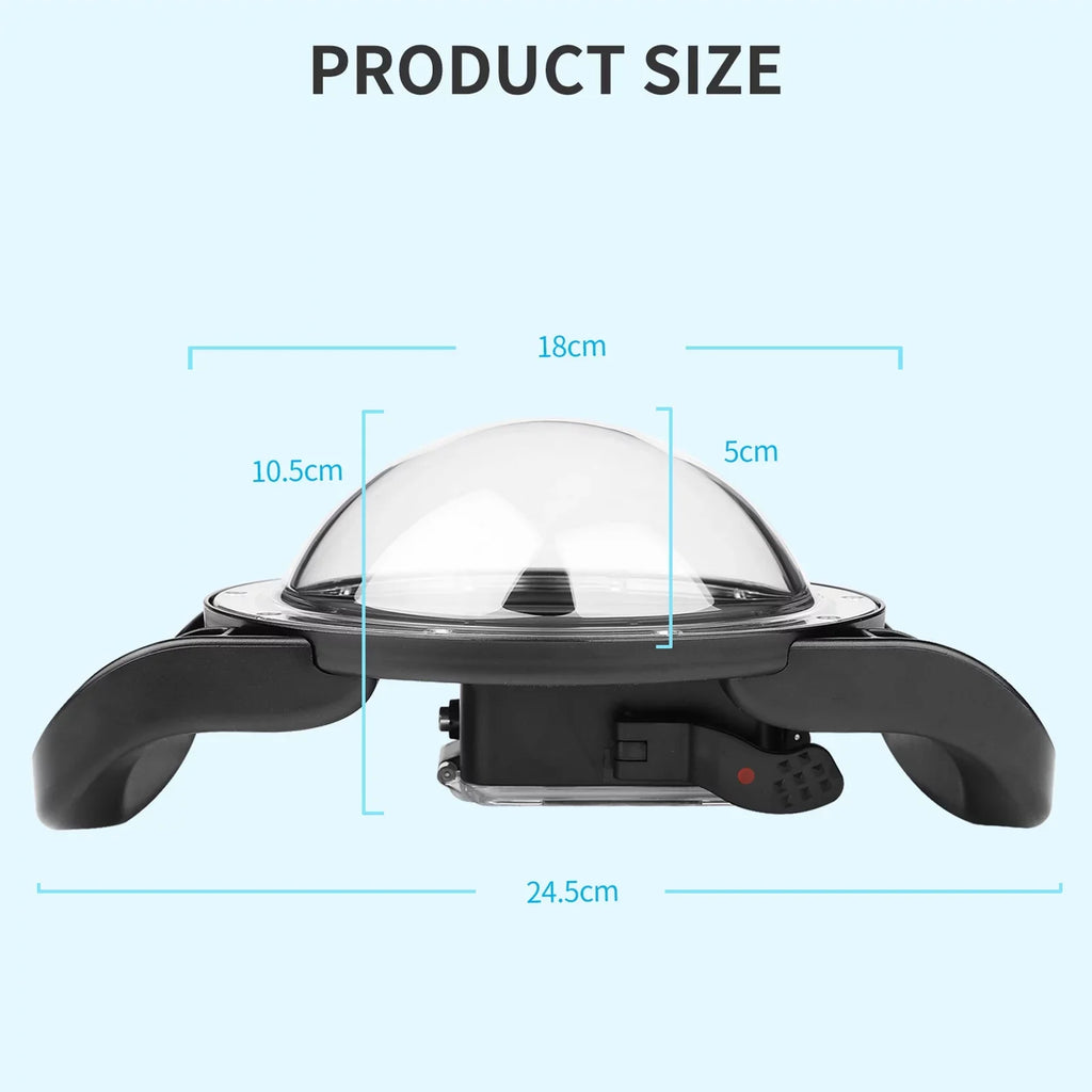 Waterproof Dome Port Case for  9 Black and  10 SHOOT XTGP559, Dual Handle, 45m Waterproof, 180° Wide Angle