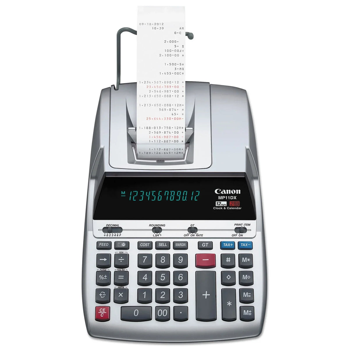 MP11DX 12-Digit Ribbon Printing Calculator, Black/Red Print, 3.7 Lines/Sec